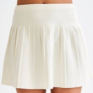 Beverly Knit Pleated Mini Skirt - Ivory - Size XXS